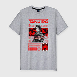 Мужская slim-футболка Тандзиро Камадо Клинок рассекающий демонов стиль