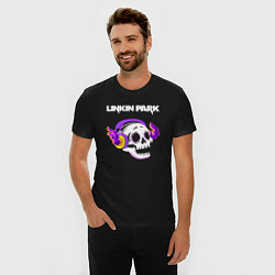 Футболка slim-fit Linkin Park - неоновый череп, цвет: черный — фото 2