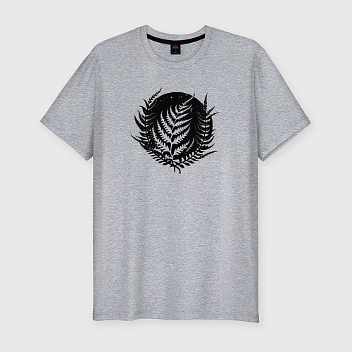 Мужская slim-футболка Чёрный папоротник / Меланж – фото 1