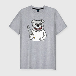 Мужская slim-футболка Пес маньяк с ножом