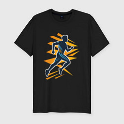 Футболка slim-fit Бегущий человек спорт бег, цвет: черный