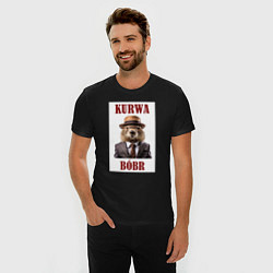 Футболка slim-fit Бобр курва деловой мем, цвет: черный — фото 2