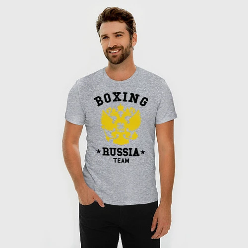 Мужская slim-футболка Boxing Russia Team / Меланж – фото 3