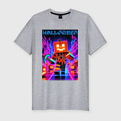 Мужская slim-футболка Halloween is coming - neon glow collaboration