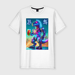 Мужская slim-футболка Beersaur neon glow - meme