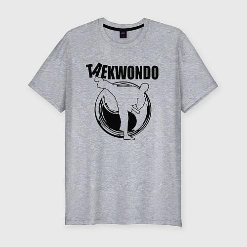 Мужская slim-футболка Тхэквондо удар ногой / Меланж – фото 1