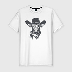 Мужская slim-футболка Корова ковбой