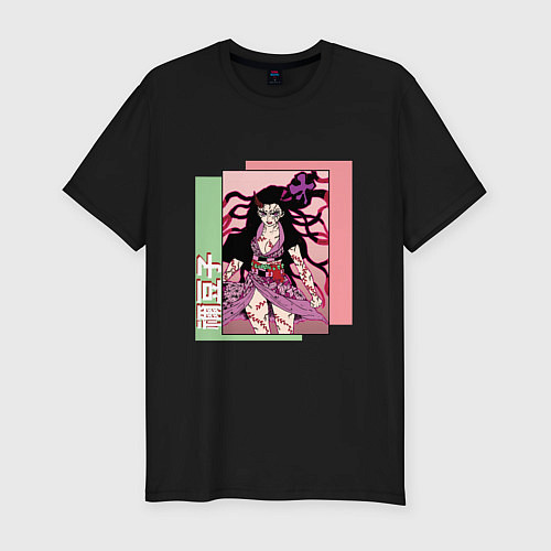 Мужская slim-футболка Клинок рассекающий демонов Незуко Демон / Черный – фото 1