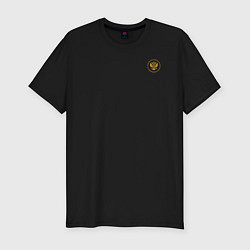 Футболка slim-fit Сокрушу пред ним врагов его герб желтый, цвет: черный