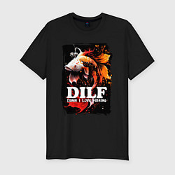 Мужская slim-футболка DILF damn I love fishing
