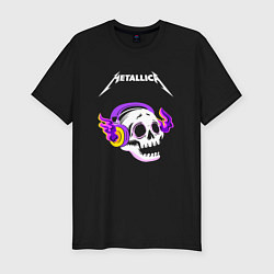 Футболка slim-fit Metallica - неоновый череп, цвет: черный