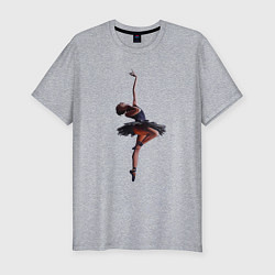 Футболка slim-fit Балерина в прыжке - Арабеск, цвет: меланж
