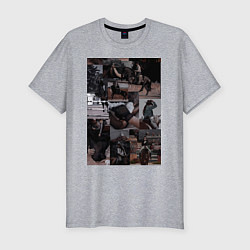 Мужская slim-футболка Конный спорт коллаж