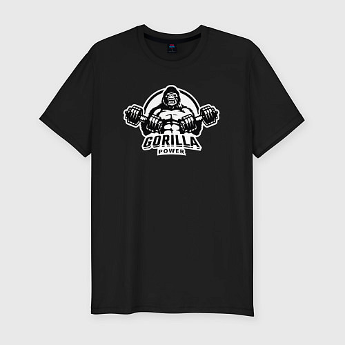 Мужская slim-футболка Gorilla power gym / Черный – фото 1