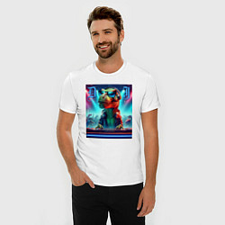 Футболка slim-fit Cool tyrannosaur DJ - ai art, цвет: белый — фото 2