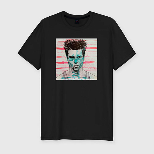 Мужская slim-футболка Тайлер Дерден скелет / Черный – фото 1