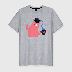 Мужская slim-футболка Чаепитие у мишки