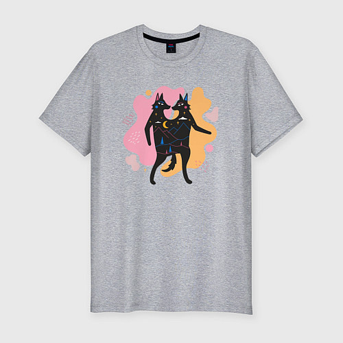 Мужская slim-футболка Танец лисичек / Меланж – фото 1