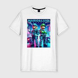 Футболка slim-fit Mario and Luigi - cyberpunk collaboration, цвет: белый