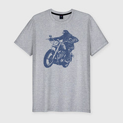 Мужская slim-футболка Голубь на мотоцикле чоппере байкер