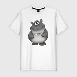 Мужская slim-футболка Бегемот улыбается