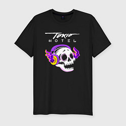 Футболка slim-fit Tokio Hotel - неоновый череп, цвет: черный