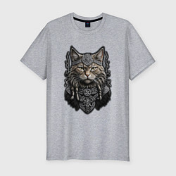 Футболка slim-fit Кот викинг, цвет: меланж