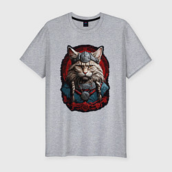 Мужская slim-футболка Кот викинг