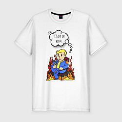 Футболка slim-fit Vault boy in the fire, цвет: белый