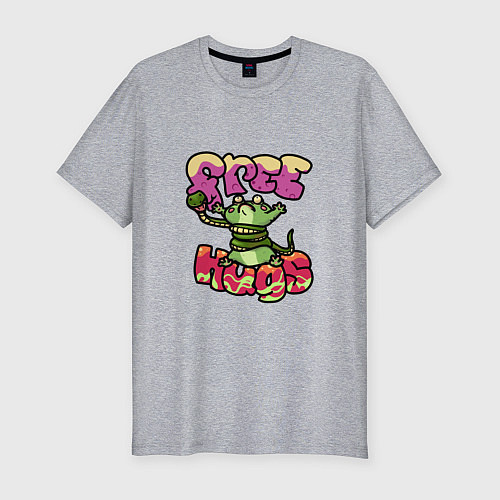 Мужская slim-футболка Freehugs / Меланж – фото 1