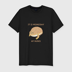 Футболка slim-fit Жаба из мема среда мои чуваки, цвет: черный