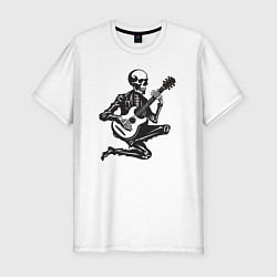 Футболка slim-fit Скелетик музыкант, цвет: белый