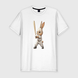 Мужская slim-футболка Заяц спортсмен