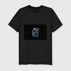 Футболка slim-fit Оборотень гитарист, цвет: черный