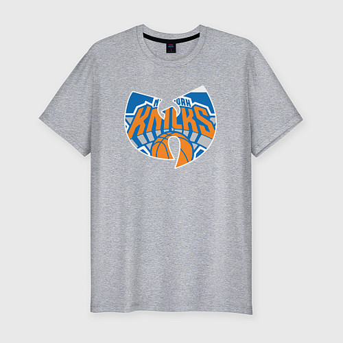 Мужская slim-футболка Wu-tang knicks / Меланж – фото 1