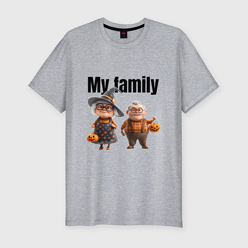 Мужская slim-футболка Моя семья / Меланж – фото 1