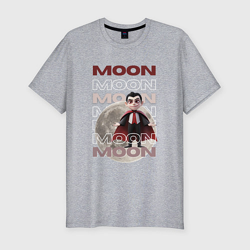 Мужская slim-футболка Вампир на луне / Меланж – фото 1
