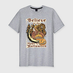 Мужская slim-футболка Хэллоуин ведьма