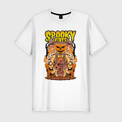 Футболка slim-fit Хэллоуин spooky vibes, цвет: белый