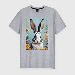 Мужская slim-футболка Кролик в цветах