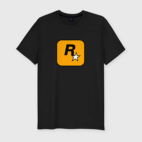 Мужская slim-футболка Rockstar logo / Черный – фото 1