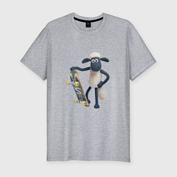 Футболка slim-fit Барашек Шон со скейтом, цвет: меланж