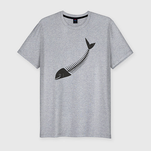 Мужская slim-футболка Рыбный скелет / Меланж – фото 1