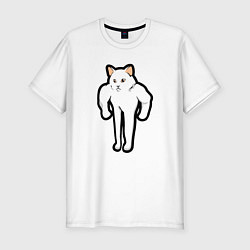 Футболка slim-fit Кот качок, цвет: белый