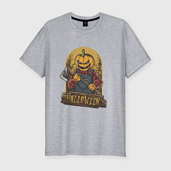 Мужская slim-футболка Тыква монстр