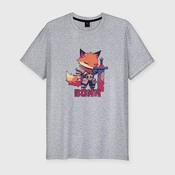 Мужская slim-футболка Лис воин
