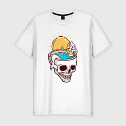 Футболка slim-fit Русалочка в черепе, цвет: белый