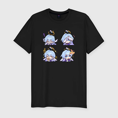 Мужская slim-футболка Зарянка стикеры / Черный – фото 1