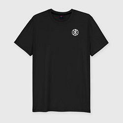 Футболка slim-fit Мы русские с нами Бог малая хризма белая, цвет: черный