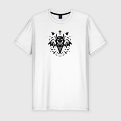 Футболка slim-fit Тату с летучей мышью для охотника на вампиров, цвет: белый